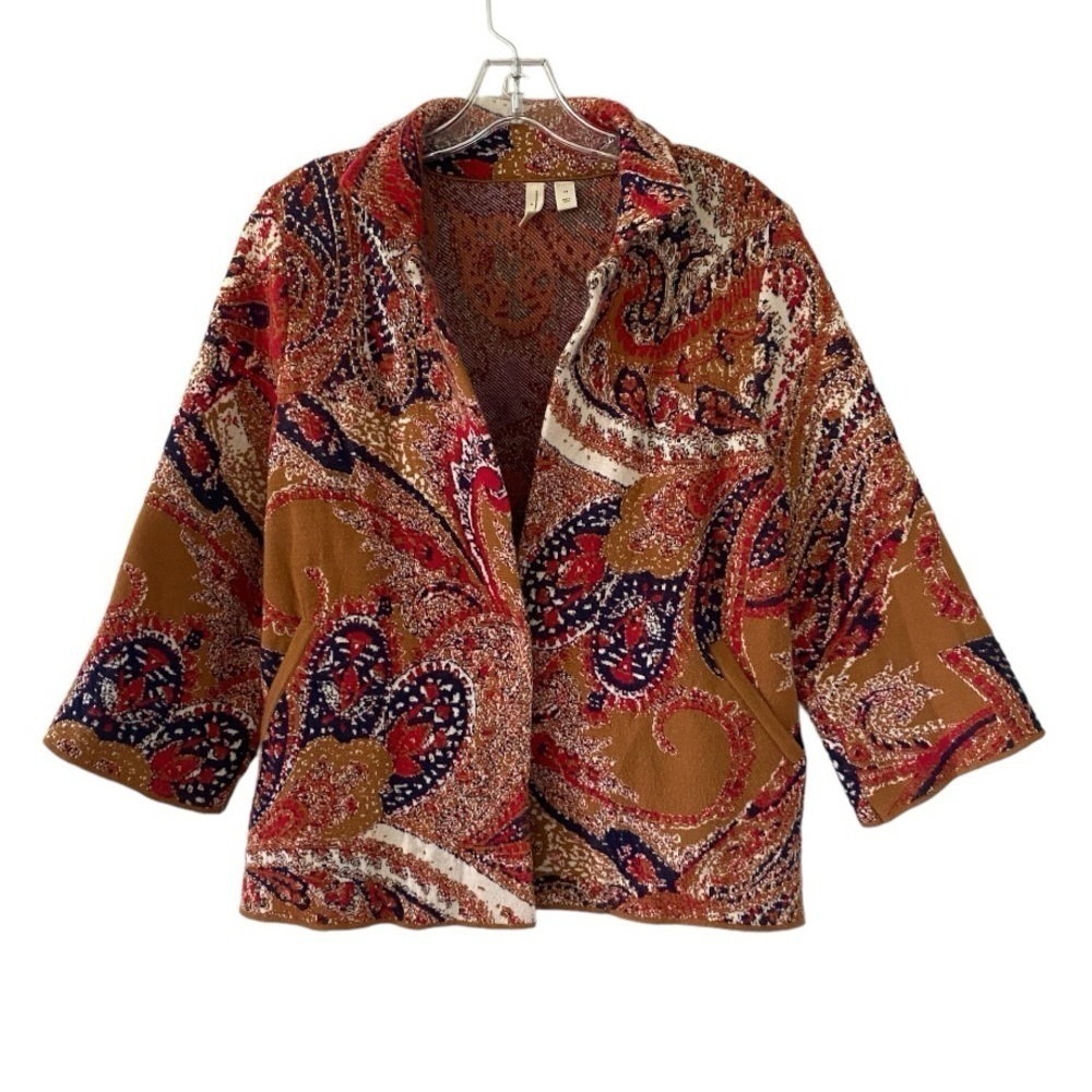 Moth Anthropologie Intarsia Paisley Boho Blazer Jacket